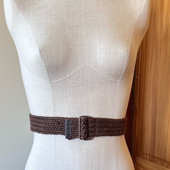 Dark Brown Woven Macrame Wide Belt Boho Hippie Western Contemporary Natural main image 6